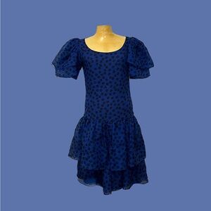 💙⚫️Blue Polka Dot Silk Dress⚫️💙